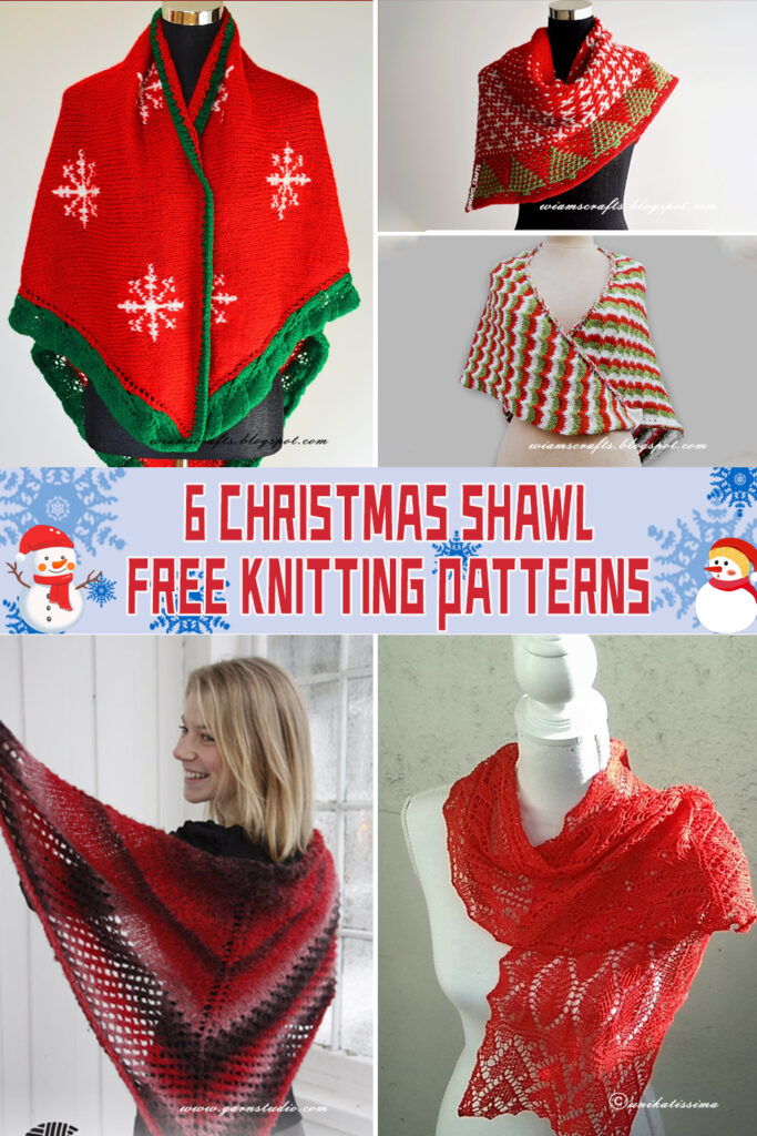 6 Christmas Shawl Knitting Patterns - FREE