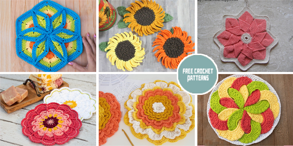 7 Flower Hot Pad Crochet Patterns –  FREE