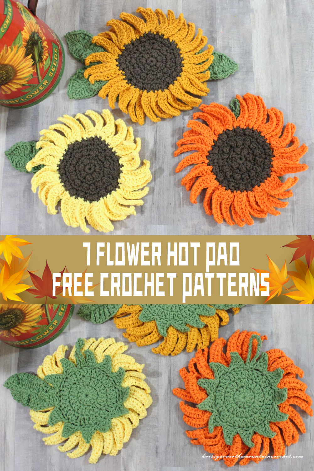 7 Flower Hot Pad Crochet Patterns FREE