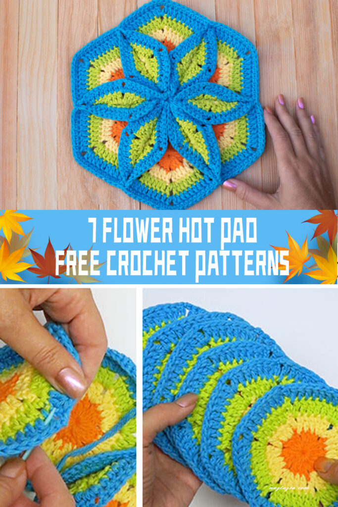 7 Flower Hot Pad Crochet Patterns - FREE