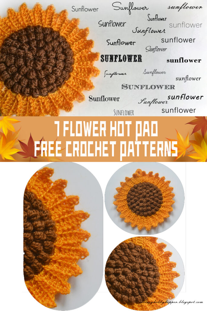 7 Flower Hot Pad Crochet Patterns - FREE