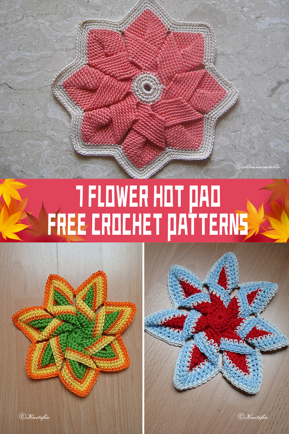 7 Flower Hot Pad Crochet Patterns FREE