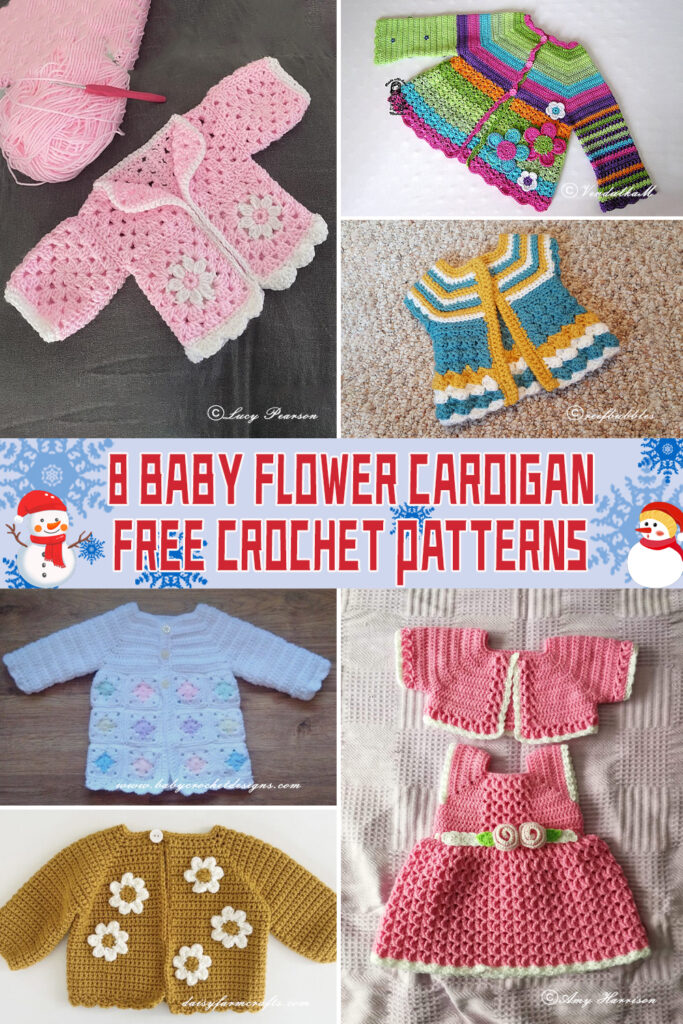 8 Baby Flower Cardigan Crochet Patterns - FREE