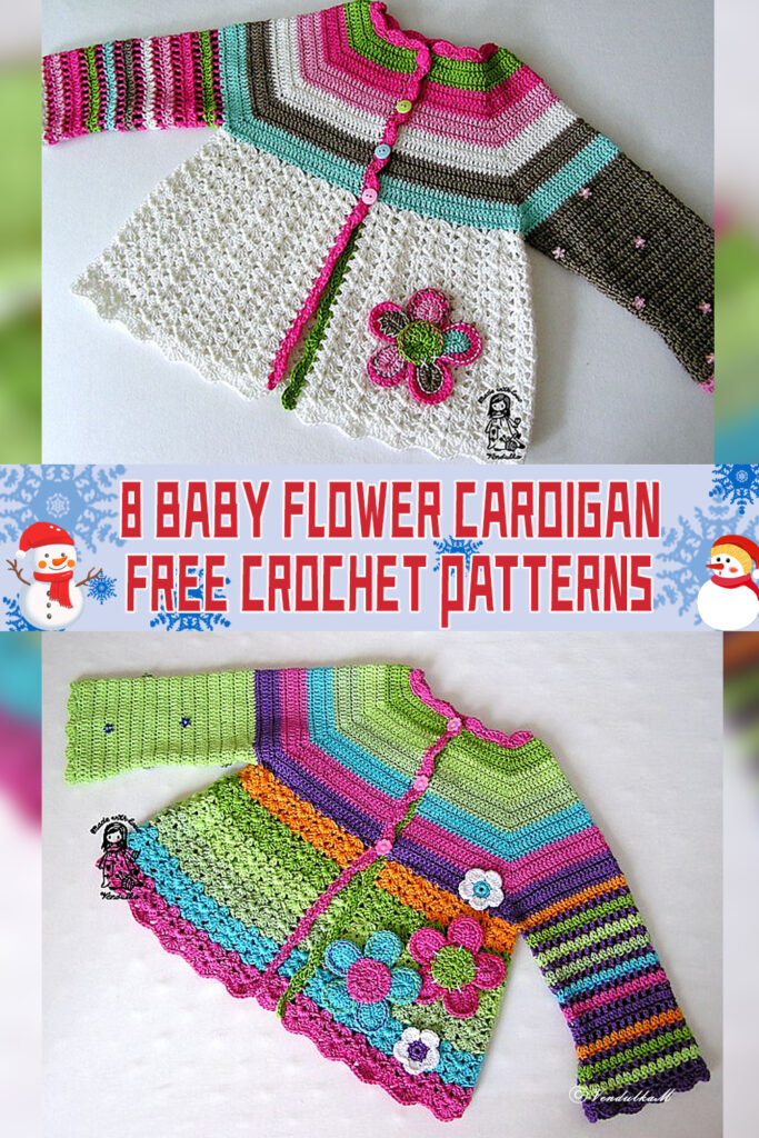 8 Baby Flower Cardigan Crochet Patterns - FREE
