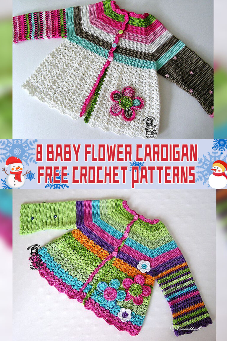 8 Baby Flower Cardigan Crochet Patterns - FREE - iGOODideas.com