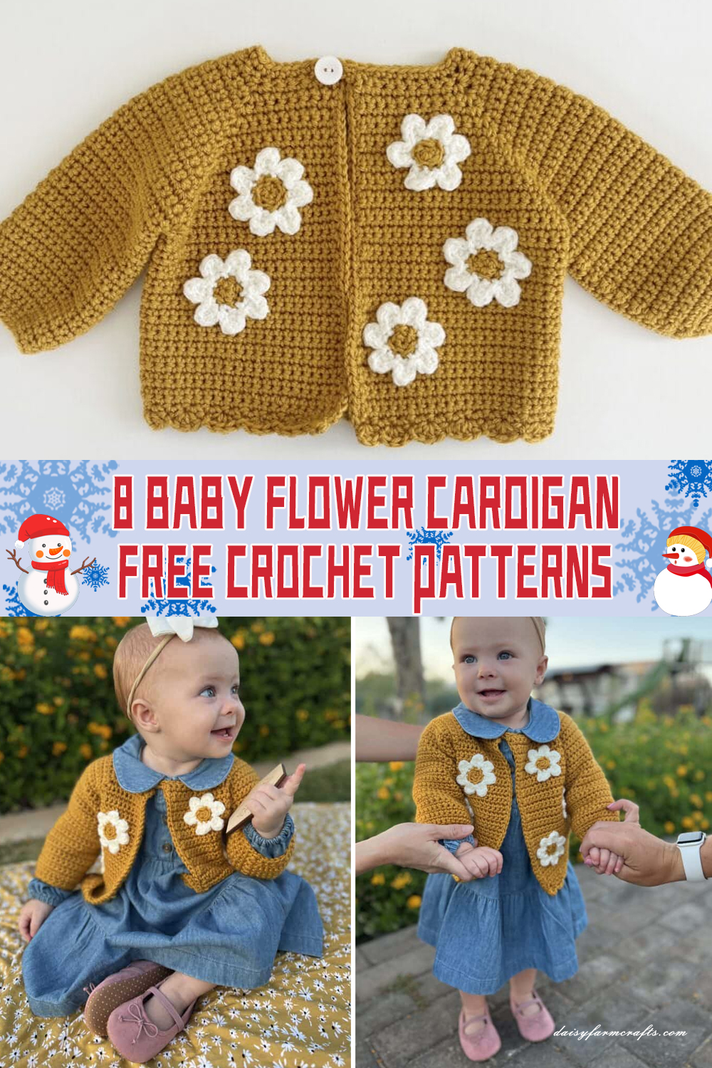 8 Baby Flower Cardigan Crochet Patterns - FREE - iGOODideas.com