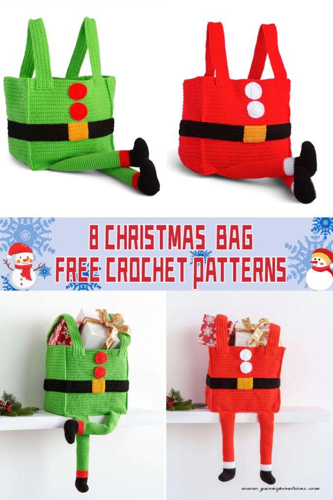 8 Christmas Bag Crochet Patterns - FREE