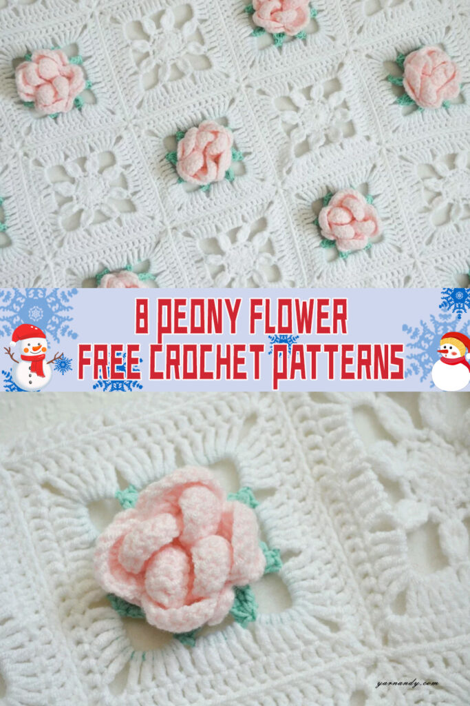 8 Peony Flower Crochet Patterns - FREE