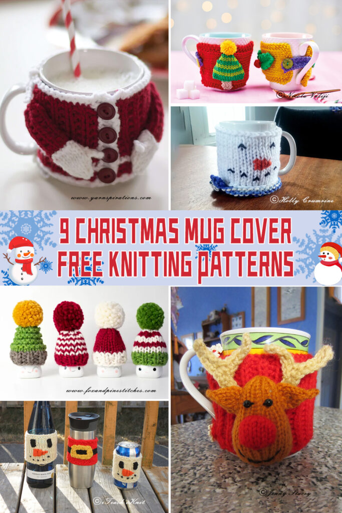9 Christmas Mug Cover Knitting Patterns - FREE