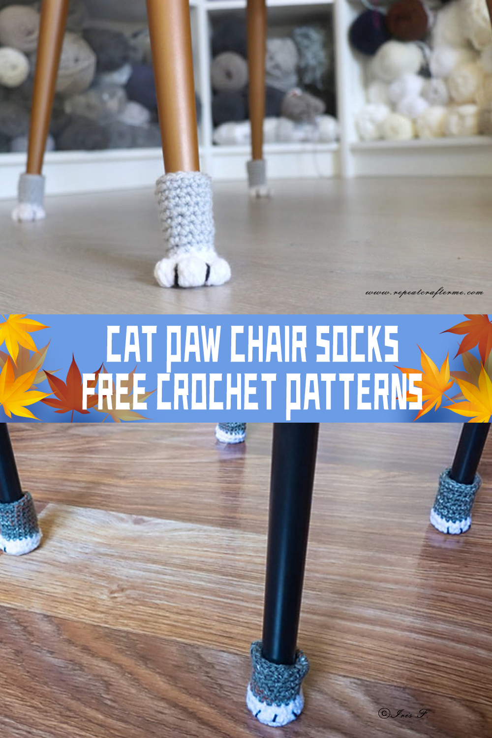 FREE Crocheted Cat Paw Chair Socks Patterns