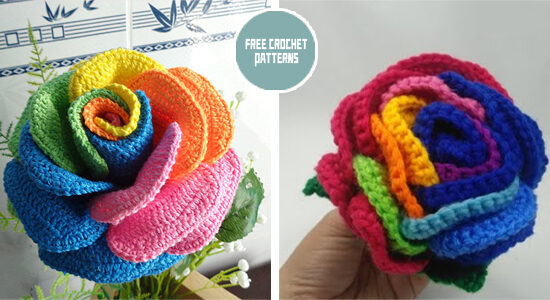 FREE Rainbow Rose Crochet Patterns