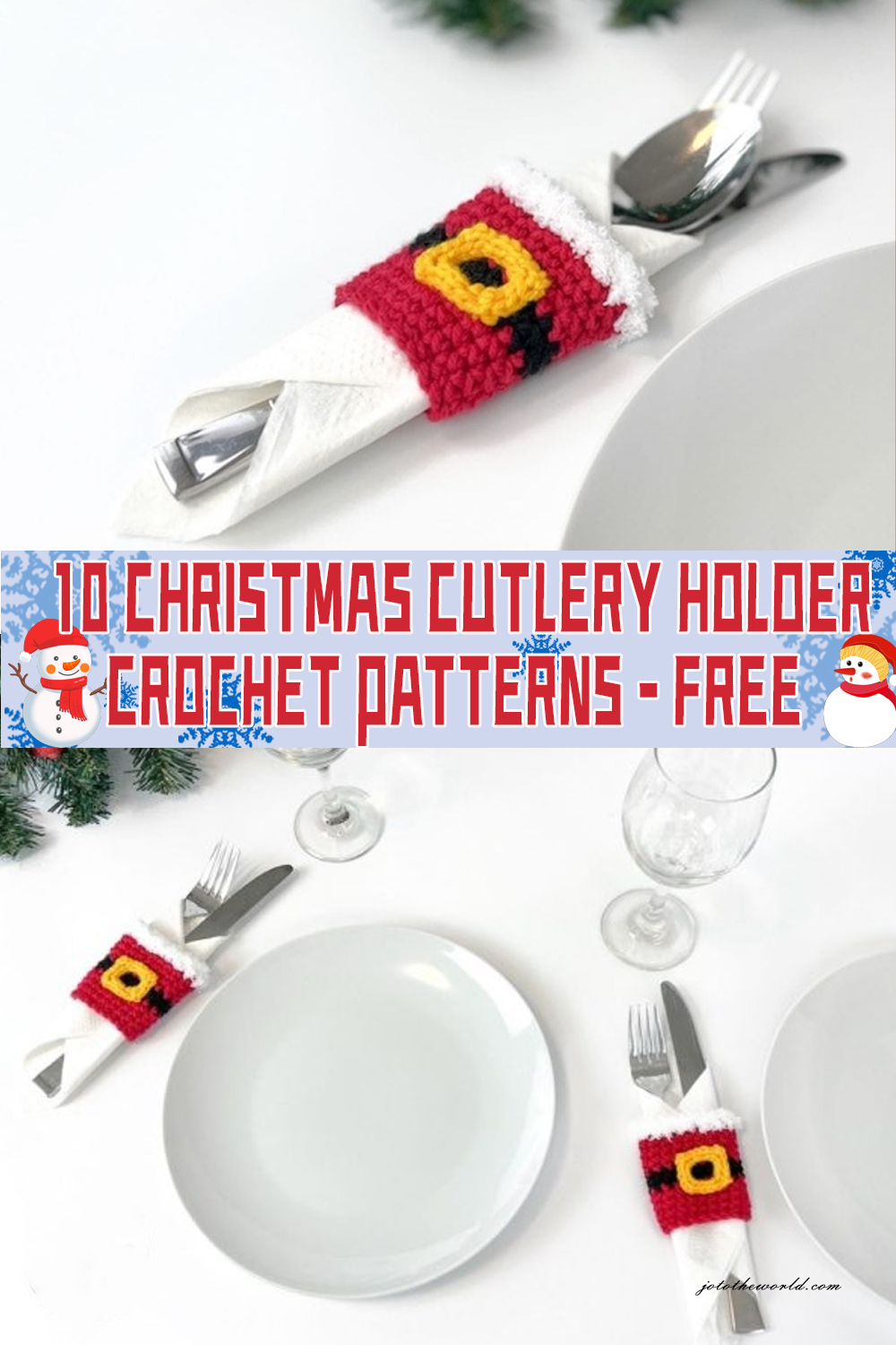 10 Christmas Cutlery Holder Crochet Patterns FREE