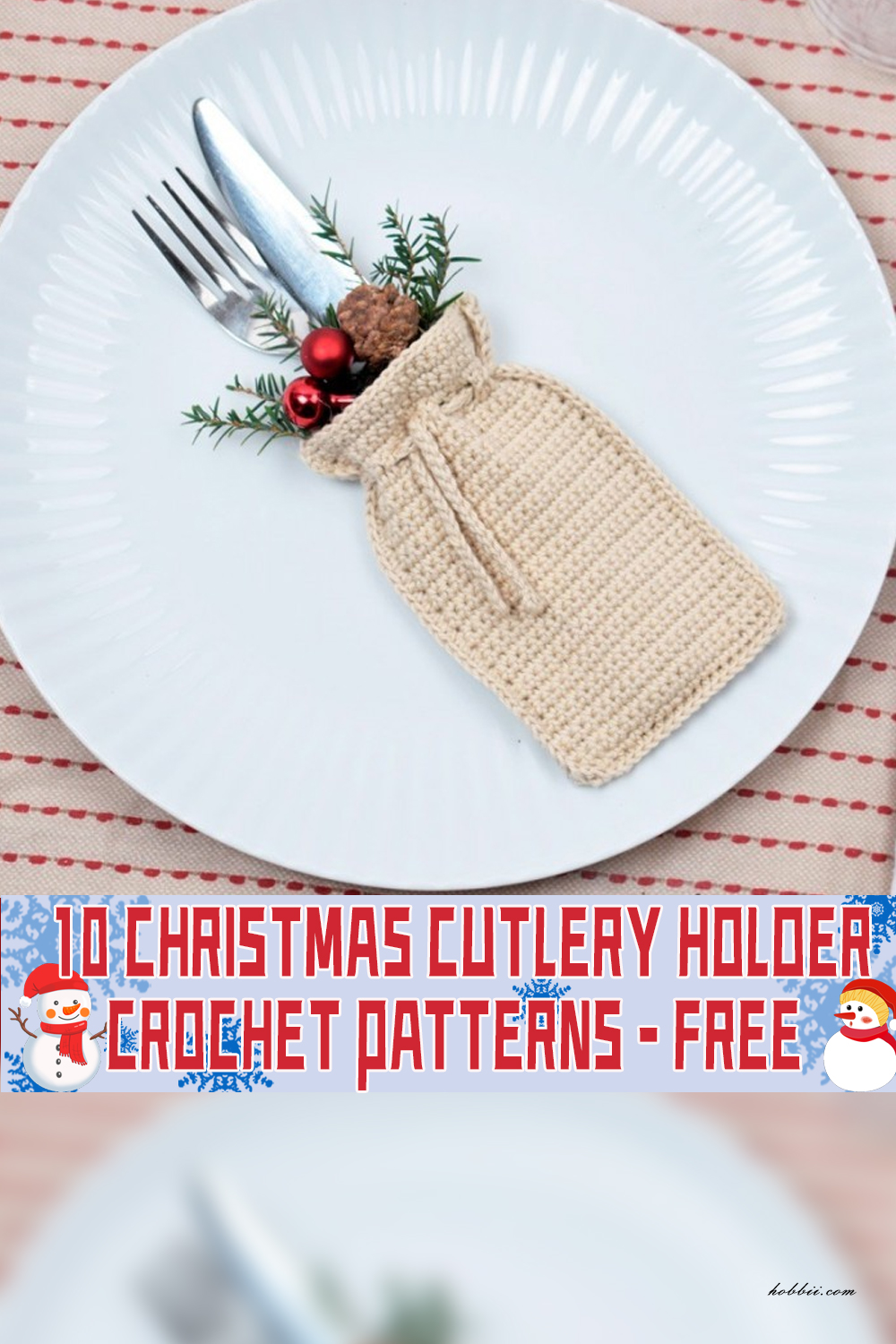 10 Christmas Cutlery Holder Crochet Patterns FREE