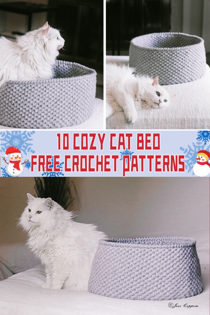 10 Cozy Cat Bed Crochet Patterns -FREE
