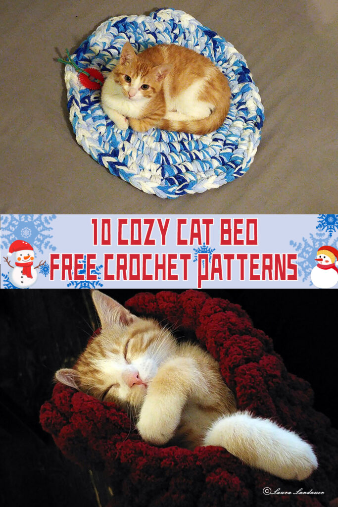 10 Cozy Cat Bed Crochet Patterns -FREE