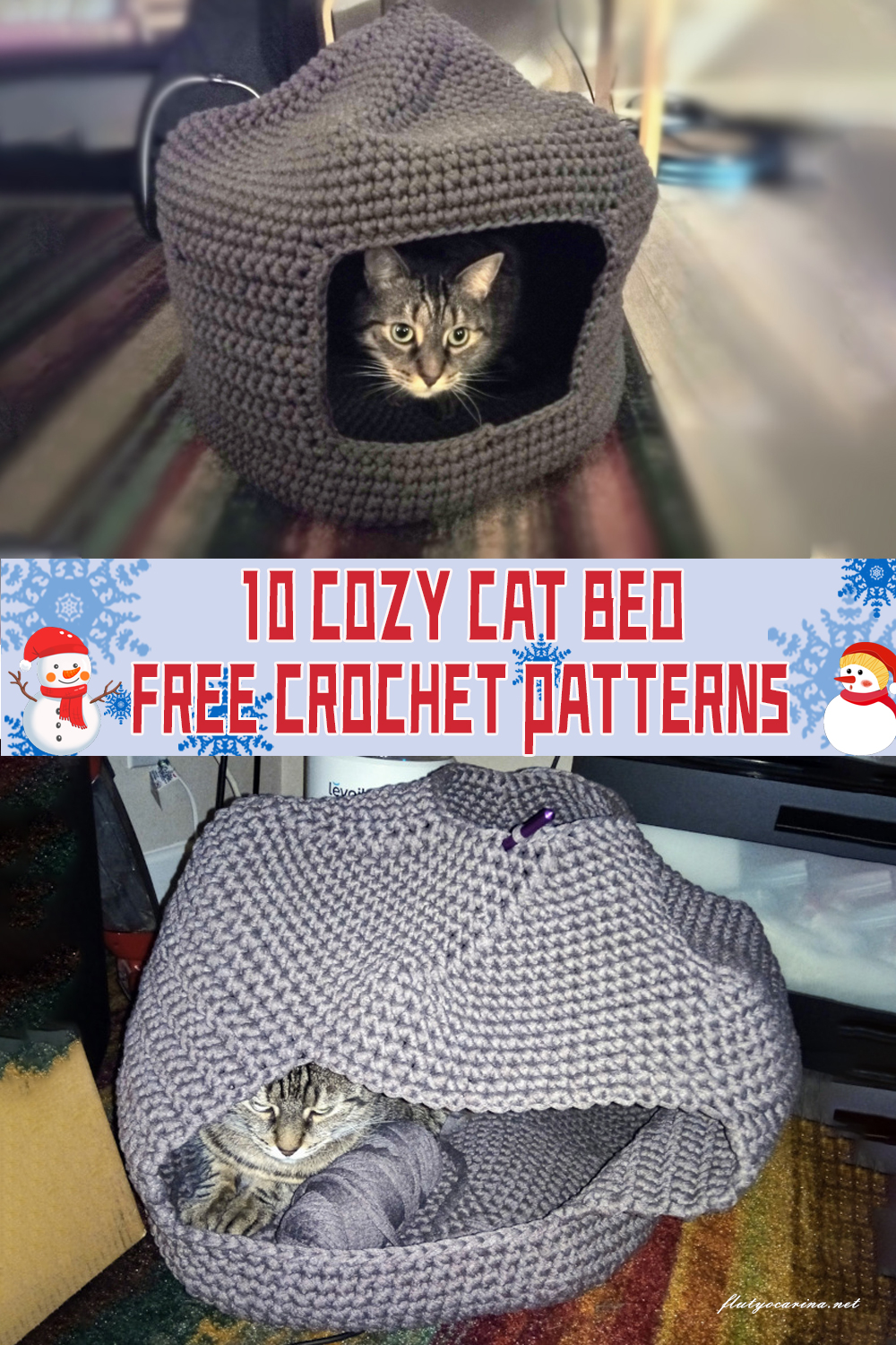 10 Cozy Cat Bed Crochet Patterns -FREE - iGOODideas.com