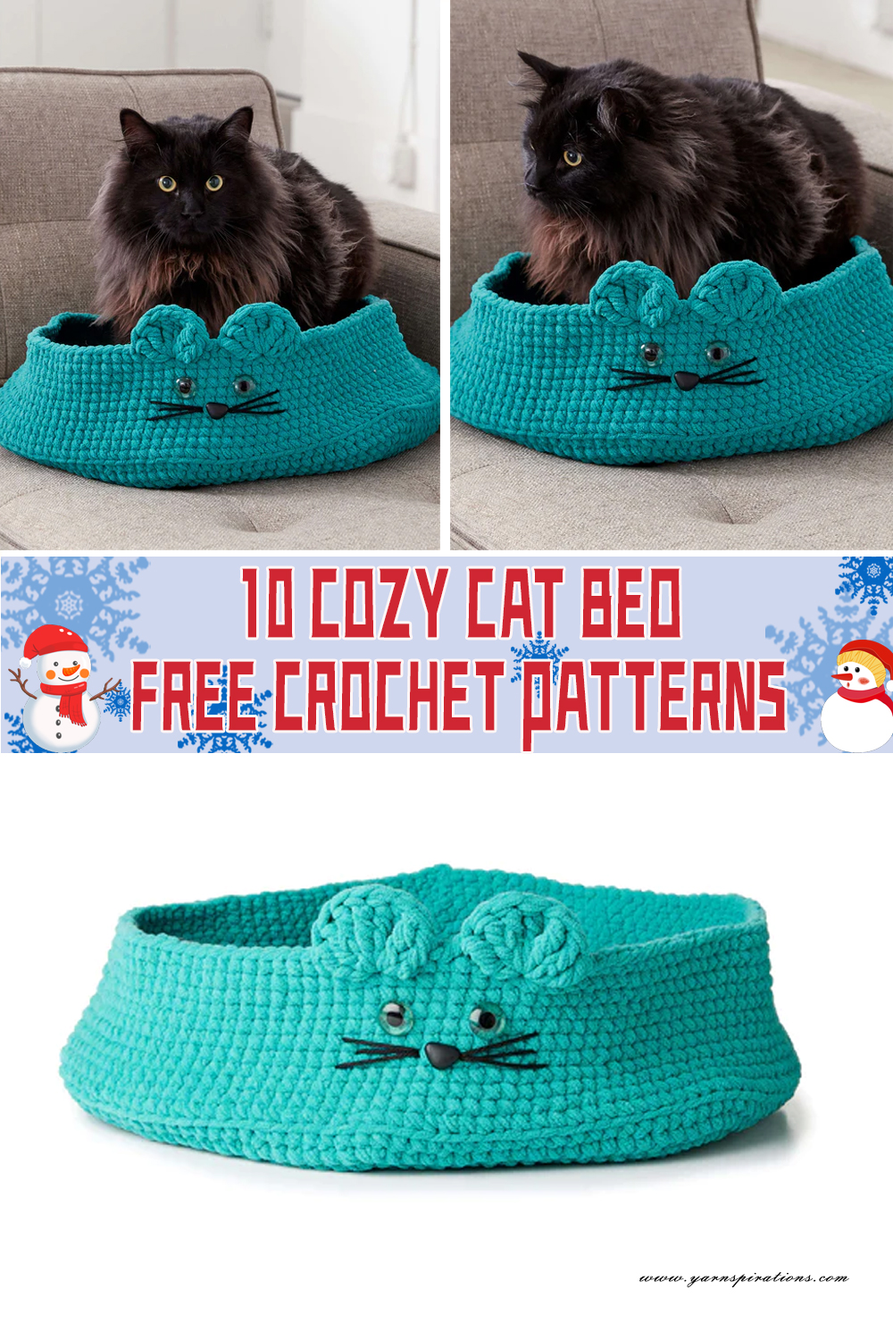 10 Cozy Cat Bed Crochet Patterns -FREE - iGOODideas.com