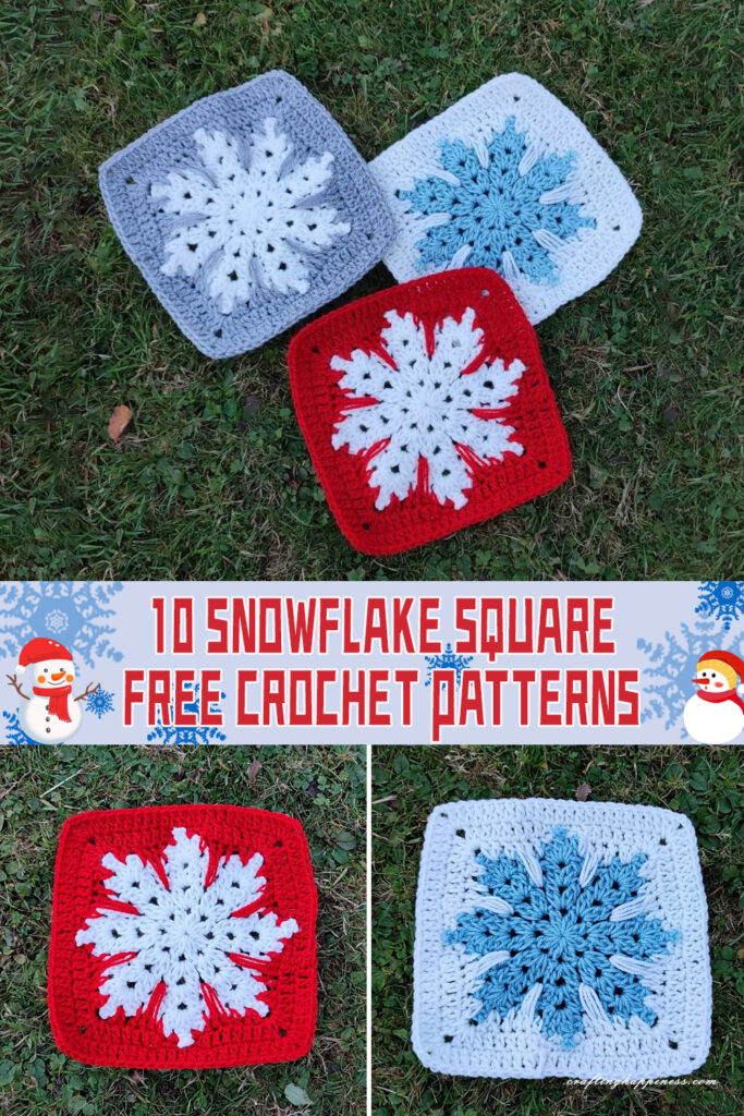 10 Snowflake Square Crochet Patterns -FREE