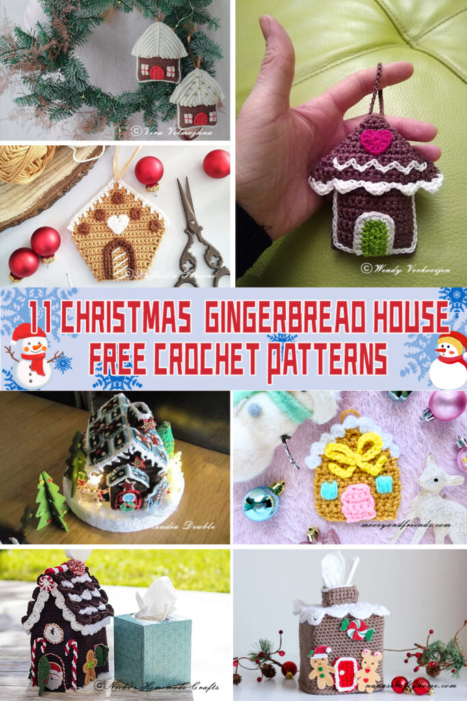 11 Christmas Gingerbread House Crochet Patterns - FREE