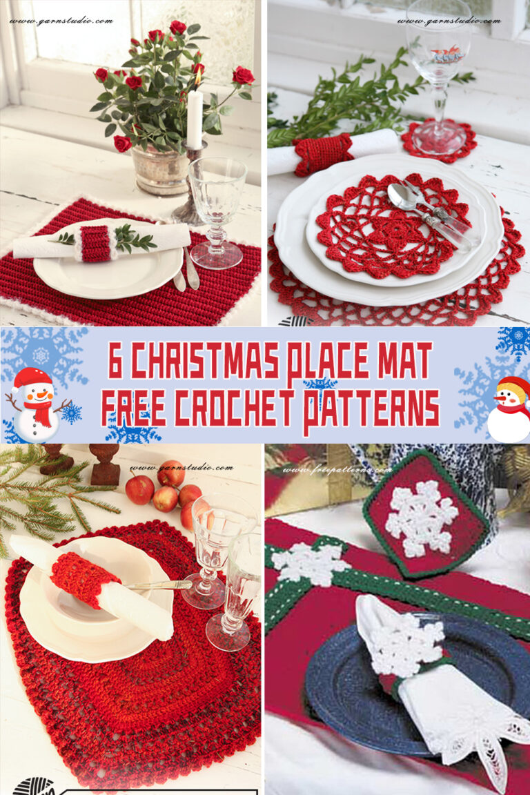 6 Christmas Place Mat Crochet Patterns - FREE - iGOODideas.com
