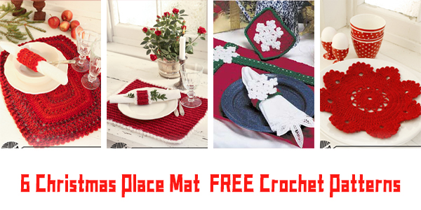 6 Christmas Place Mat Crochet Patterns - FREE