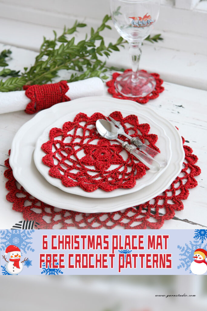 6 Christmas Place Mat Crochet Patterns - FREE
