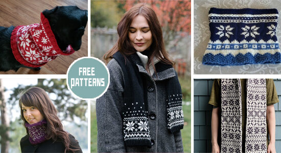6 Snowflake Cowl Knitting Patterns - FREE