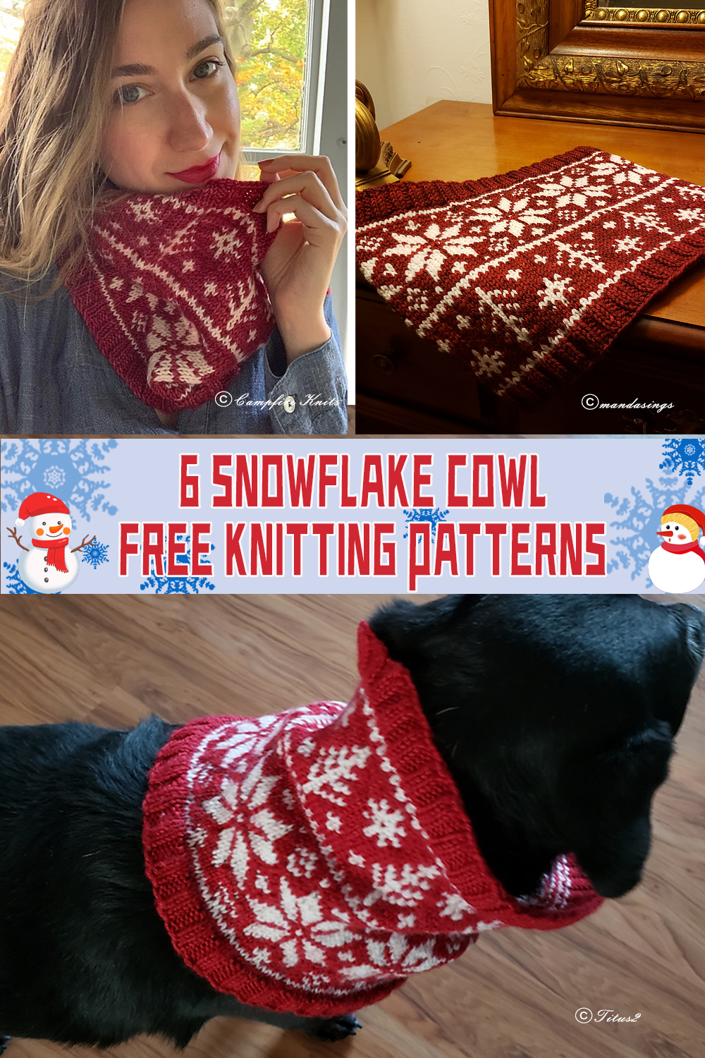 Snow Knitting Pattern 6 Snowflake Cowl Knitting Patterns - FREE - iGOODideas.com
