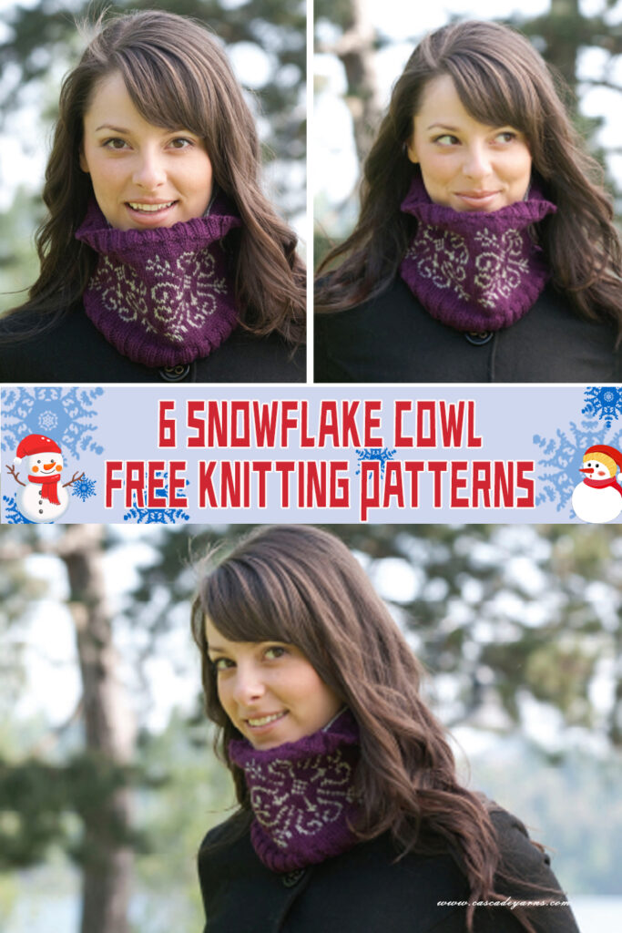 6 Snowflake Cowl  Knitting Patterns - FREE