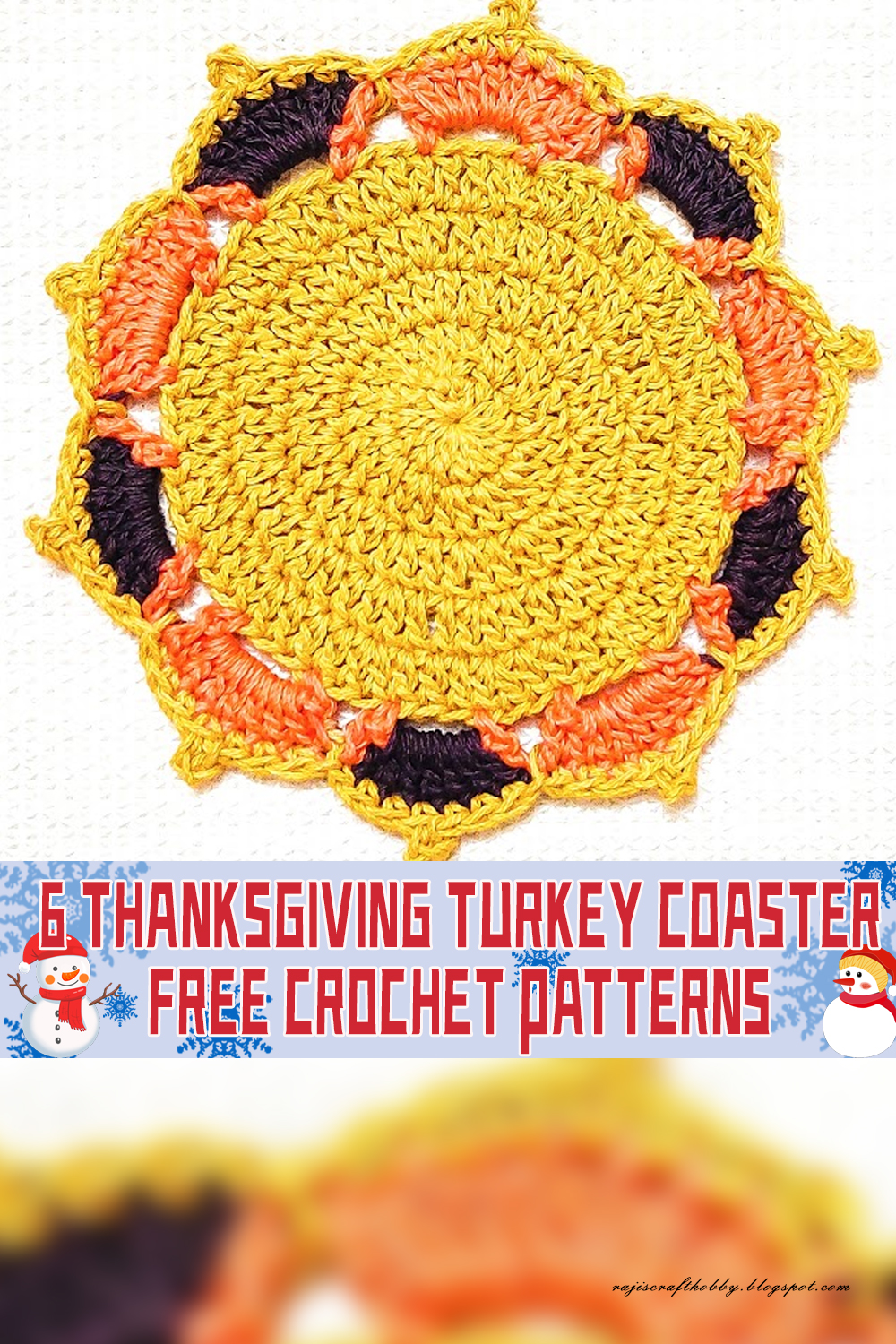6 Thanksgiving Turkey Coaster Crochet Patterns FREE