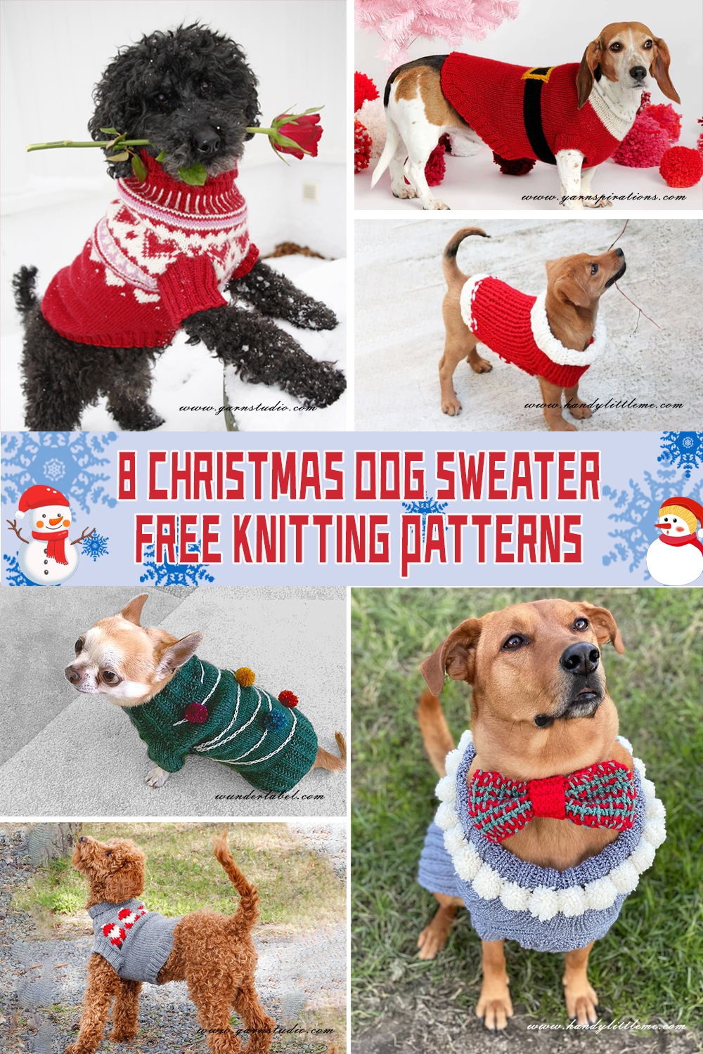 8 Christmas Dog Sweater Knitting Patterns FREE