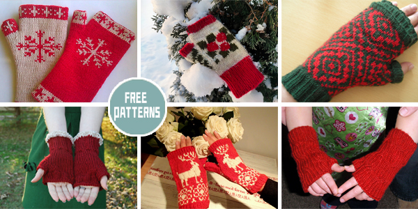 8 Christmas Mitts Knitting Patterns - FREE