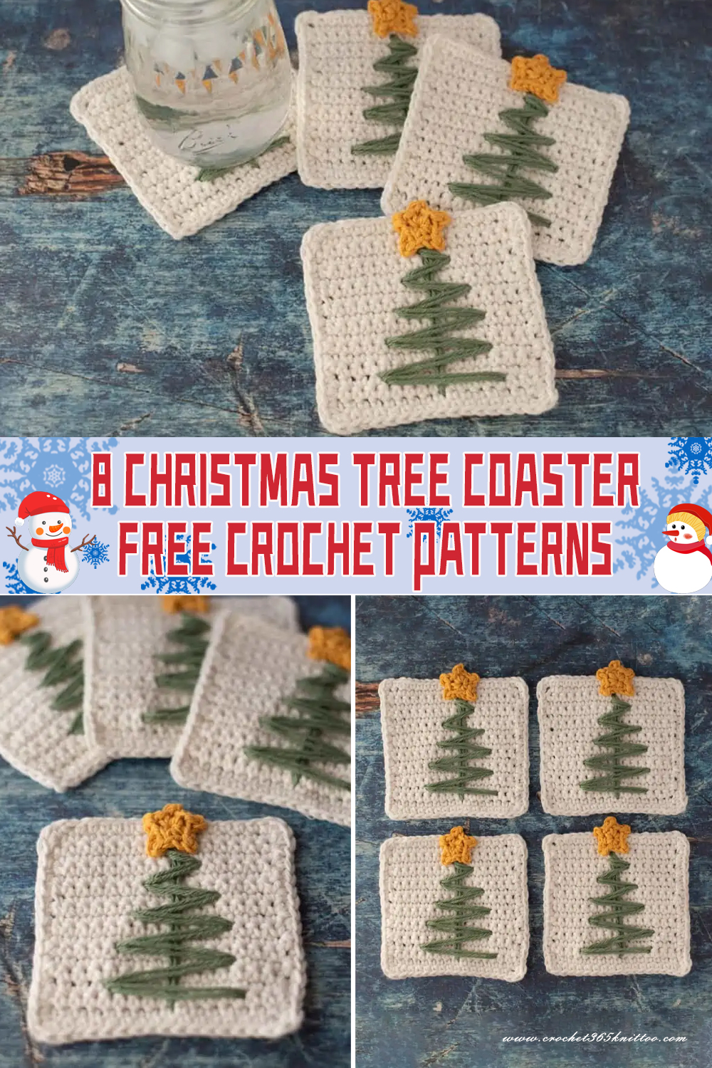 8 Christmas Tree Coaster Crochet Patterns FREE
