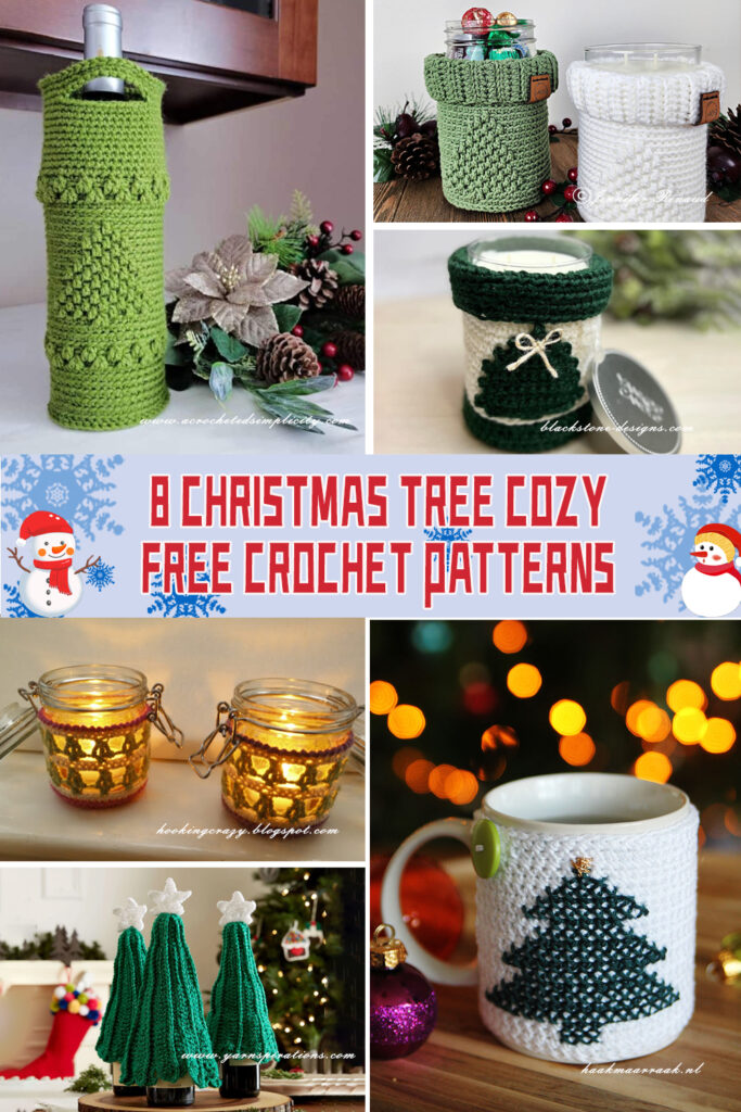 8 Christmas Tree Cozy Crochet Patterns - FREE