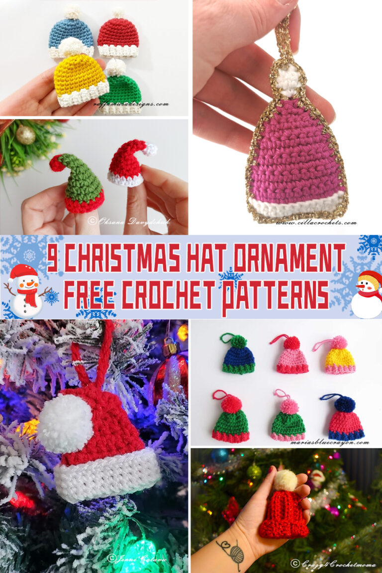 9 Christmas Hat Ornament Crochet Patterns - FREE - iGOODideas.com