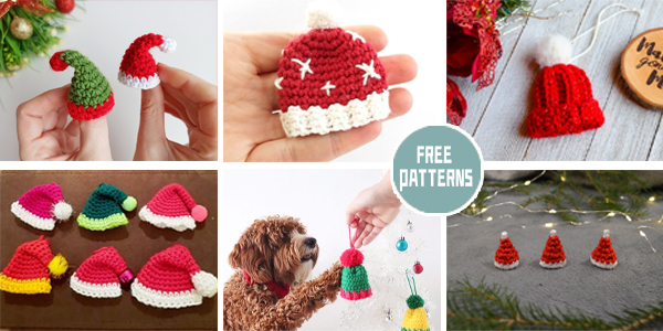 9 Christmas Hat Ornament Crochet Patterns - FREE