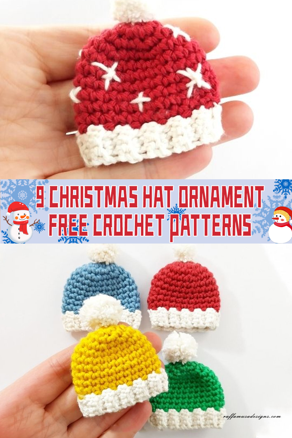 9 Christmas Hat Ornament Crochet Patterns FREE