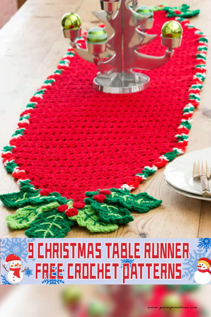 9 Christmas Table Runner Crochet Patterns - FREE