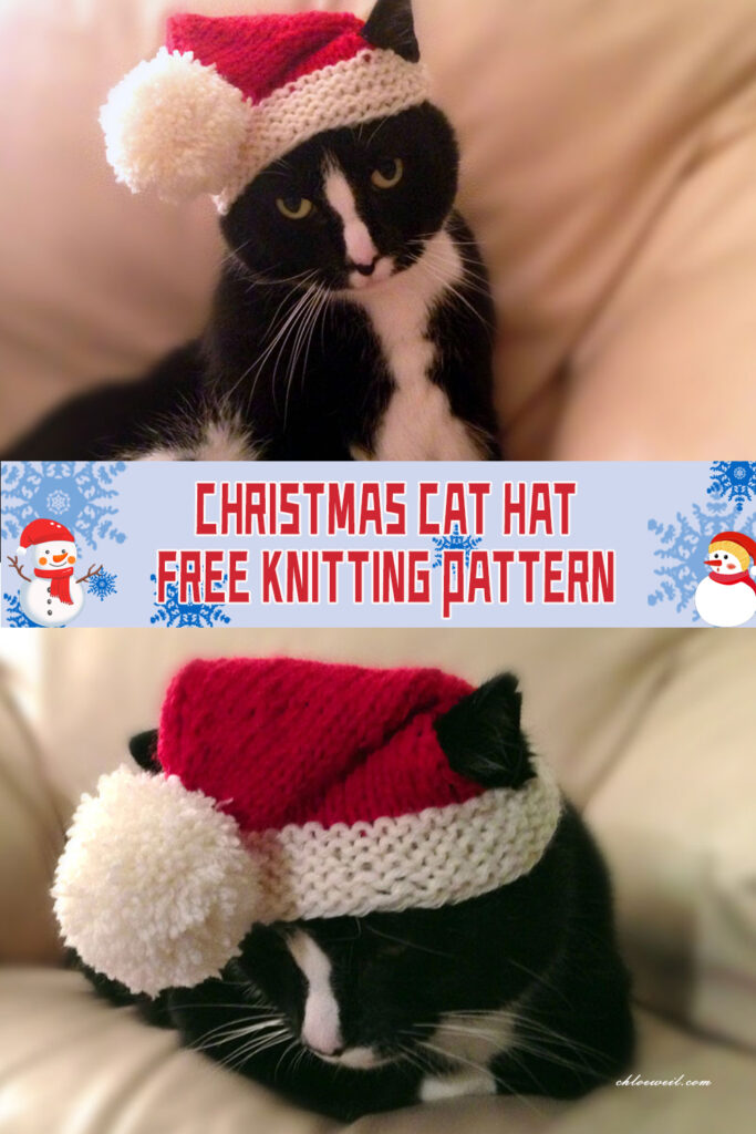 Christmas Cat Hat FREE Knitting Pattern