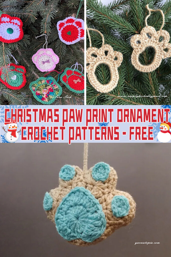 Christmas Paw Print Ornament Crochet patterns - FREE