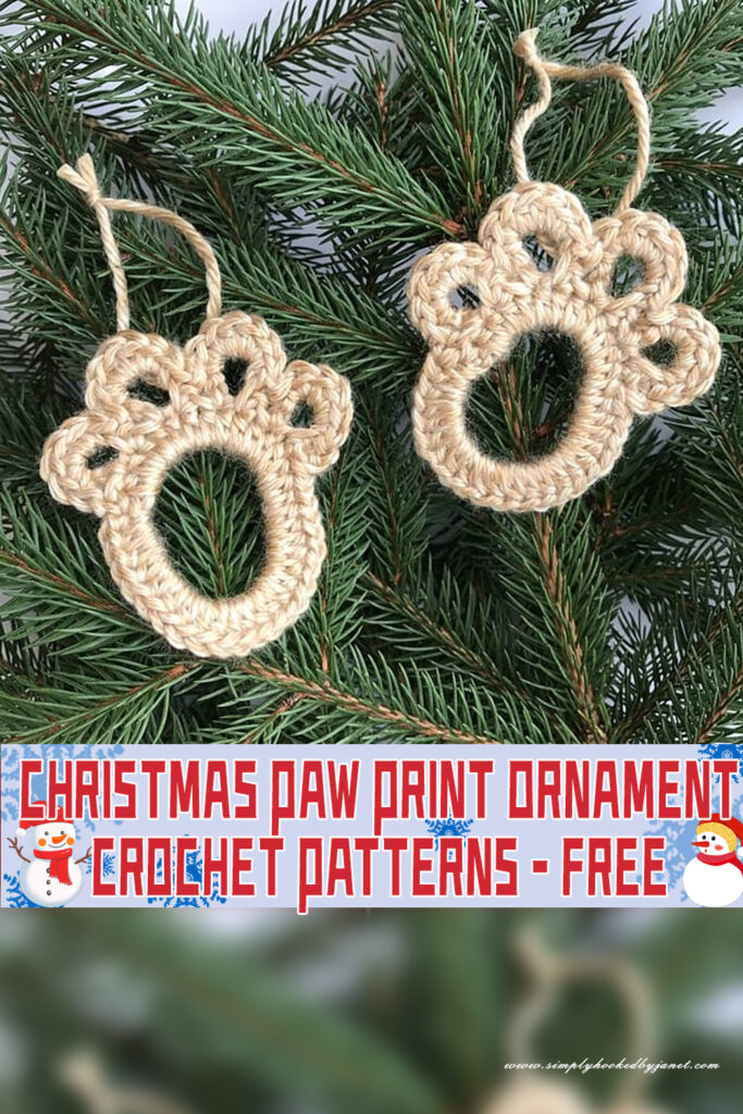 Christmas Paw Print Ornament Crochet patterns - FREE