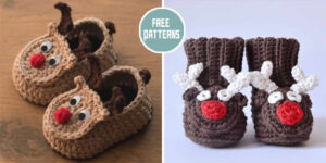 FREE Reindeer Baby Booties Crochet Patterns