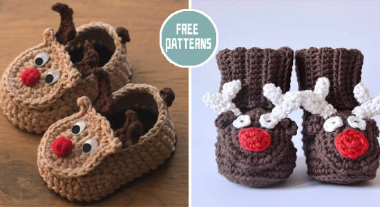 FREE Reindeer Baby Booties Crochet Patterns