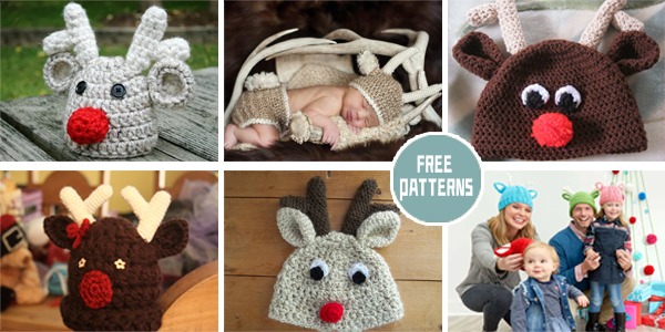 10 Christmas Reindeer Baby Hat Crochet Patterns – FREE