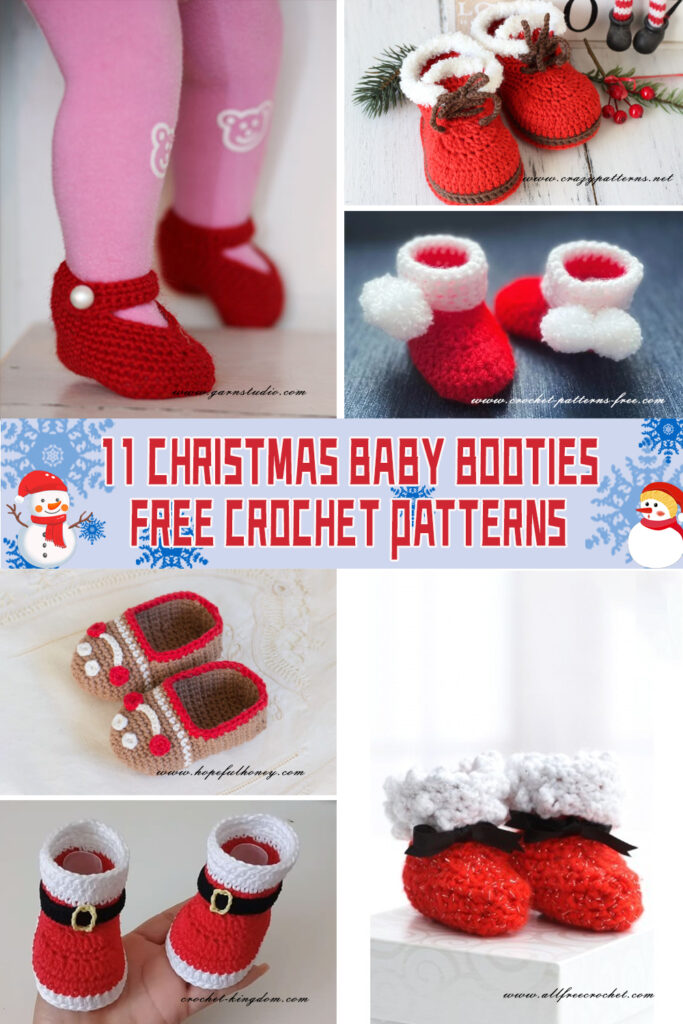 11 Christmas Baby Booties Crochet Patterns - FREE