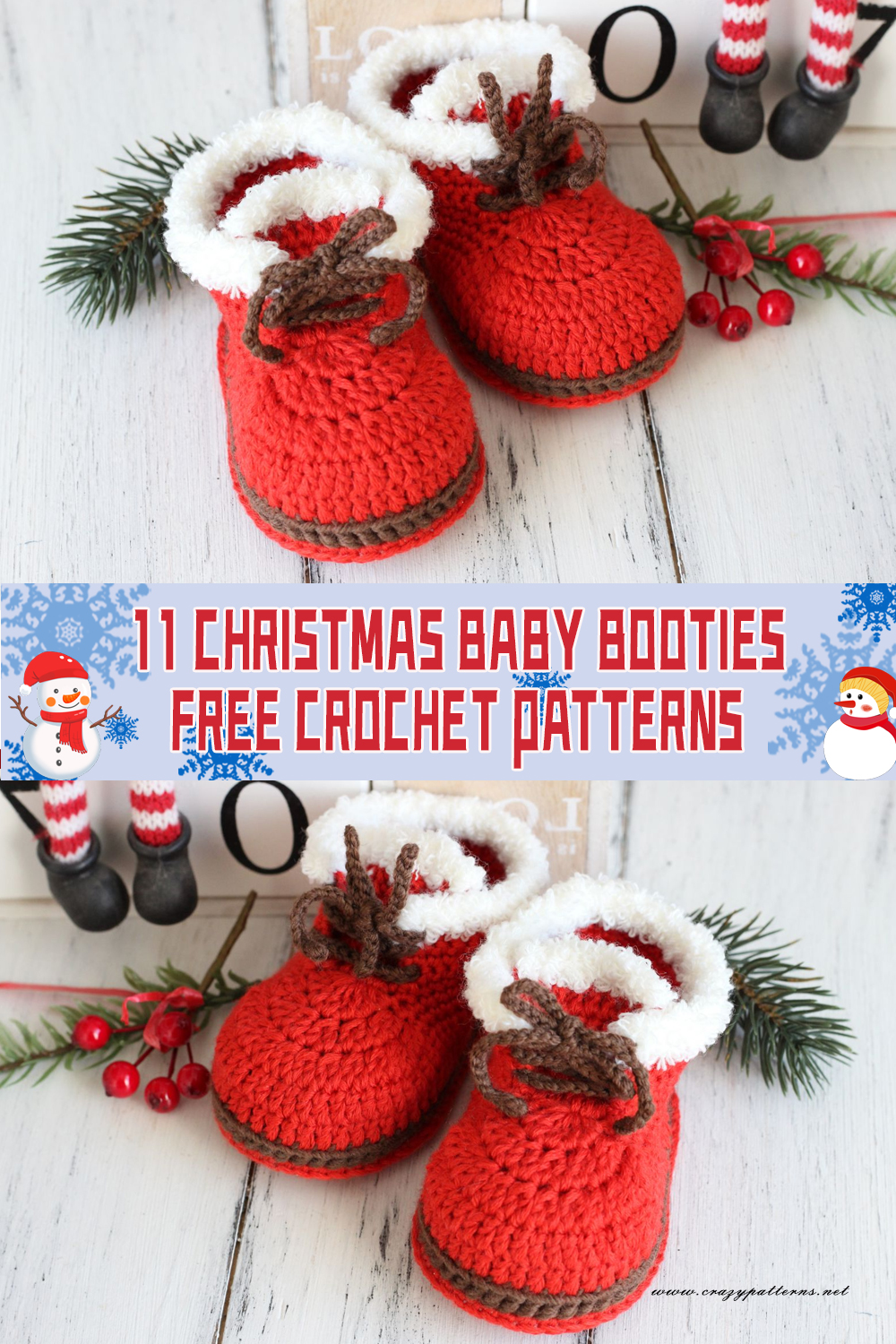 11 Christmas Baby Booties Crochet Patterns FREE