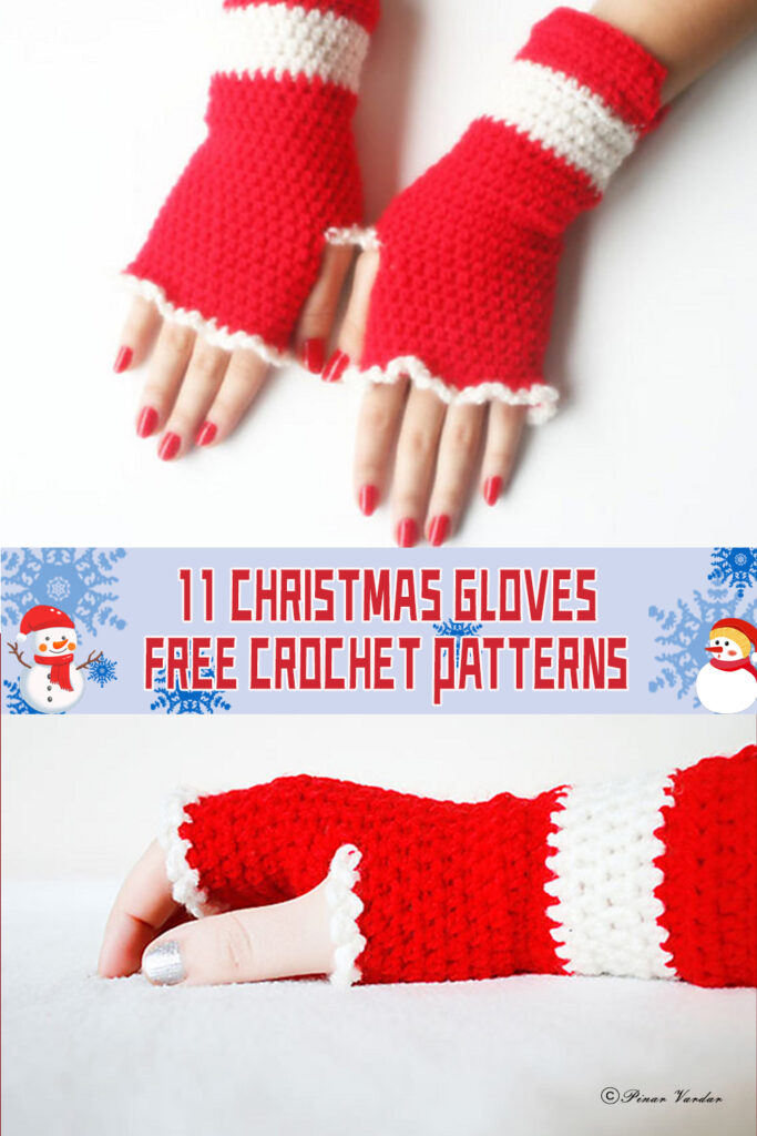 11 Christmas Glove Crochet Patterns -  FREE