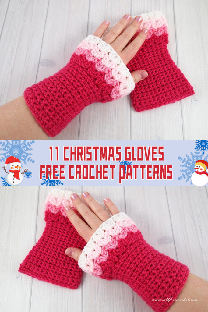 11 Christmas Glove Crochet Patterns -  FREE
