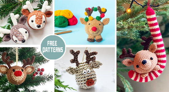 11 Christmas Reindeer Ornament Crochet Patterns - FREE