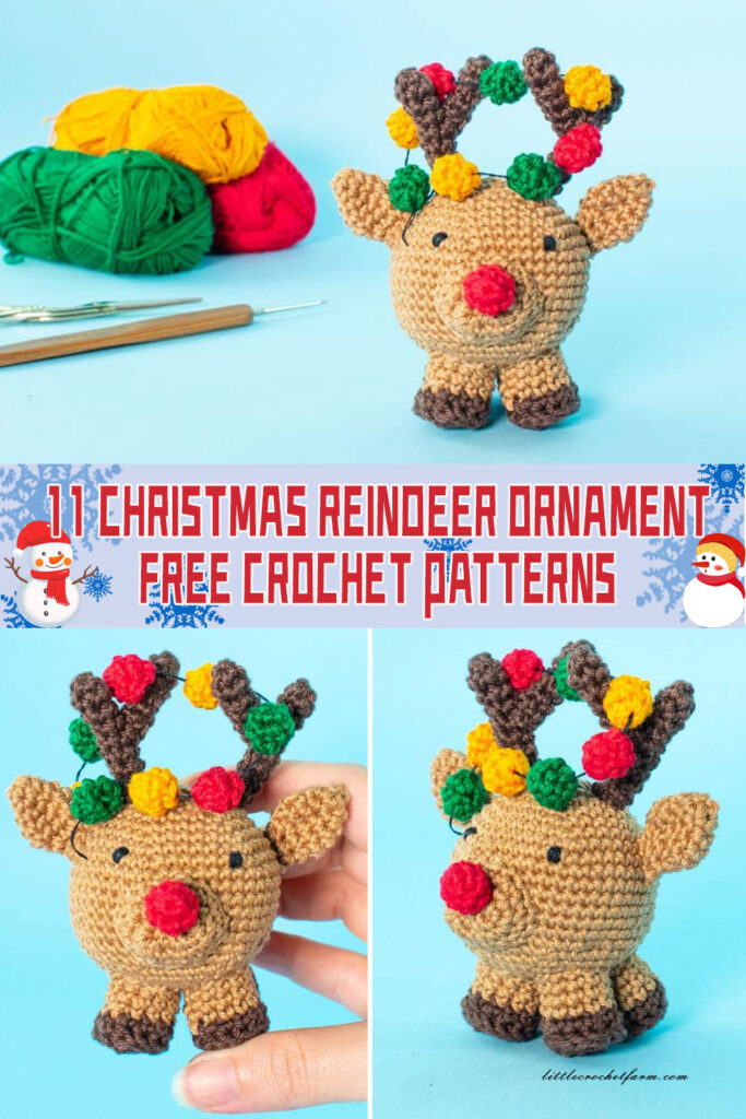11 Christmas Reindeer Ornament Crochet Patterns - FREE